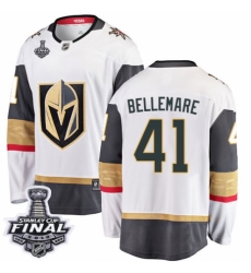 Men's Vegas Golden Knights #41 Pierre-Edouard Bellemare Authentic White Away Fanatics Branded Breakaway 2018 Stanley Cup Final NHL Jersey