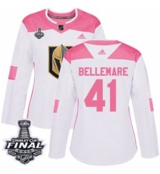 Women's Adidas Vegas Golden Knights #41 Pierre-Edouard Bellemare Authentic White/Pink Fashion 2018 Stanley Cup Final NHL Jersey