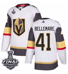 Youth Adidas Vegas Golden Knights #41 Pierre-Edouard Bellemare Authentic White Away 2018 Stanley Cup Final NHL Jersey