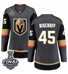 Women's Vegas Golden Knights #45 Jake Bischoff Authentic Black Home Fanatics Branded Breakaway 2018 Stanley Cup Final NHL Jersey
