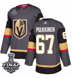 Youth Adidas Vegas Golden Knights #67 Teemu Pulkkinen Authentic Gray Home 2018 Stanley Cup Final NHL Jersey