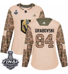 Women's Adidas Vegas Golden Knights #84 Mikhail Grabovski Authentic Camo Veterans Day Practice 2018 Stanley Cup Final NHL Jersey