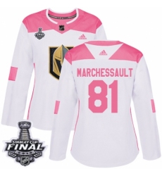 Women's Adidas Vegas Golden Knights #81 Jonathan Marchessault Authentic White/Pink Fashion 2018 Stanley Cup Final NHL Jersey