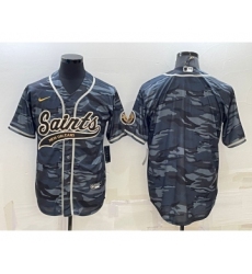 Men's New Orleans Saints Blank Grey Camo With Patch Cool Base Stitched Baseball Jersey