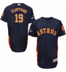 Men's Majestic Houston Astros #19 Tyler Clippard Navy Blue Alternate 2018 Gold Program Flex Base Authentic Collection MLB Jersey