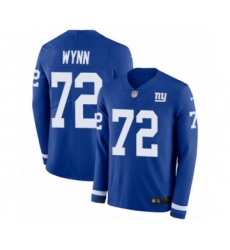Men's Nike New York Giants #72 Kerry Wynn Limited Royal Blue Therma Long Sleeve NFL Jersey