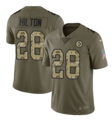 Youth Nike Pittsburgh Steelers #28 Mike Hilton Limited Olive Camo 2017 Salute to Service NFL Jersey
