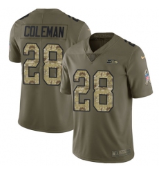 Youth Nike Seattle Seahawks #28 Justin Coleman Limited Olive/Camo 2017 Salute to Service NFL Jersey