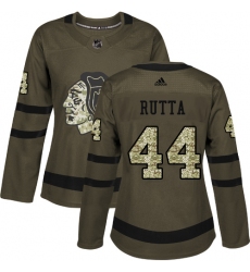 Women's Adidas Chicago Blackhawks #44 Jan Rutta Authentic Green Salute to Service NHL Jersey