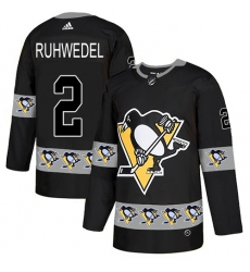 Men's Adidas Pittsburgh Penguins #2 Chad Ruhwedel Authentic Black Team Logo Fashion NHL Jersey