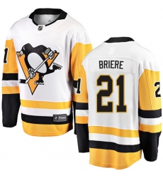 Men's Pittsburgh Penguins #21 Michel Briere Fanatics Branded White Away Breakaway NHL Jersey