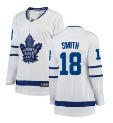 Women's Toronto Maple Leafs #18 Ben Smith Authentic White Away Fanatics Branded Breakaway NHL Jersey
