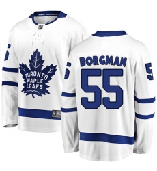 Men's Toronto Maple Leafs #55 Andreas Borgman Fanatics Branded White Away Breakaway NHL Jersey
