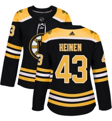 Women's Adidas Boston Bruins #43 Danton Heinen Premier Black Home NHL Jersey