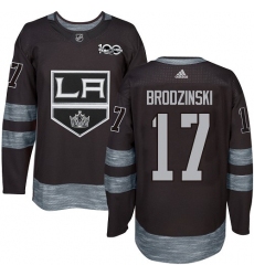 Men's Adidas Los Angeles Kings #17 Jonny Brodzinski Premier Black 1917-2017 100th Anniversary NHL Jersey