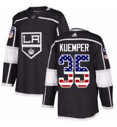 Youth Adidas Los Angeles Kings #35 Darcy Kuemper Authentic Black USA Flag Fashion NHL Jersey