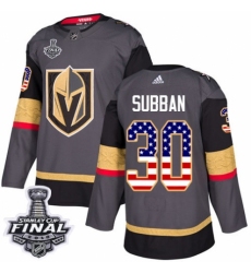 Men's Adidas Vegas Golden Knights #30 Malcolm Subban Authentic Gray USA Flag Fashion 2018 Stanley Cup Final NHL Jersey