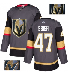 Men's Adidas Vegas Golden Knights #47 Luca Sbisa Authentic Gray Fashion Gold NHL Jersey