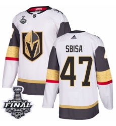 Women's Adidas Vegas Golden Knights #47 Luca Sbisa Authentic White Away 2018 Stanley Cup Final NHL Jersey