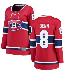 Women's Montreal Canadiens #8 Jordie Benn Authentic Red Home Fanatics Branded Breakaway NHL Jersey