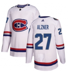Men's Adidas Montreal Canadiens #27 Karl Alzner Authentic White 2017 100 Classic NHL Jersey