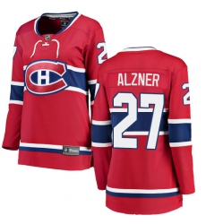 Women's Montreal Canadiens #27 Karl Alzner Authentic Red Home Fanatics Branded Breakaway NHL Jersey