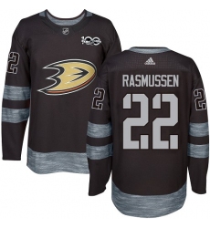 Men's Adidas Anaheim Ducks #22 Dennis Rasmussen Premier Black 1917-2017 100th Anniversary NHL Jersey