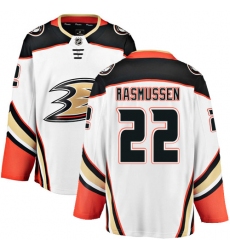 Men's Anaheim Ducks #22 Dennis Rasmussen Fanatics Branded White Away Breakaway NHL Jersey
