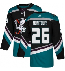 Youth Adidas Anaheim Ducks #26 Brandon Montour Authentic Black Teal Third NHL Jersey