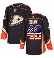Men's Adidas Anaheim Ducks #48 Logan Shaw Authentic Black USA Flag Fashion NHL Jersey