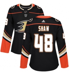 Women's Adidas Anaheim Ducks #48 Logan Shaw Authentic Black Home NHL Jersey