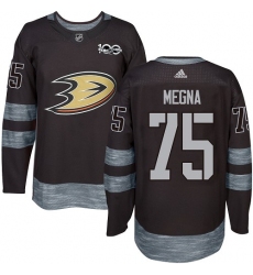 Men's Adidas Anaheim Ducks #75 Jaycob Megna Premier Black 1917-2017 100th Anniversary NHL Jersey
