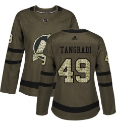 Women's Adidas New Jersey Devils #49 Eric Tangradi Authentic Green Salute to Service NHL Jersey