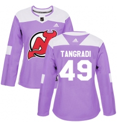 Women's Adidas New Jersey Devils #49 Eric Tangradi Authentic Purple Fights Cancer Practice NHL Jersey