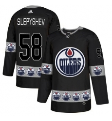 Men's Adidas Edmonton Oilers #58 Anton Slepyshev Authentic Black Team Logo Fashion NHL Jersey