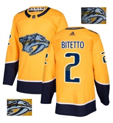 Men's Adidas Nashville Predators #2 Anthony Bitetto Authentic Gold Fashion Gold NHL Jersey