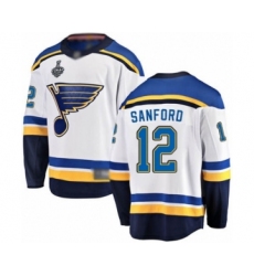 Men's St. Louis Blues #12 Zach Sanford Fanatics Branded White Away Breakaway 2019 Stanley Cup Final Bound Hockey Jersey
