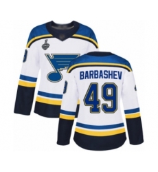 Women's St. Louis Blues #49 Ivan Barbashev Authentic White Away 2019 Stanley Cup Final Bound Hockey Jersey