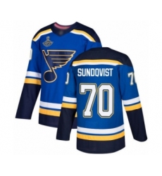 Youth St. Louis Blues #70 Oskar Sundqvist Authentic Royal Blue Home 2019 Stanley Cup Champions Hockey Jersey