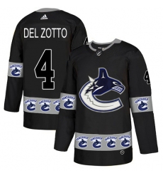 Men's Adidas Vancouver Canucks #4 Michael Del Zotto Authentic Black Team Logo Fashion NHL Jersey