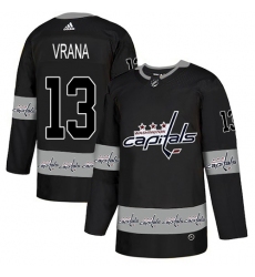 Men's Adidas Washington Capitals #13 Jakub Vrana Authentic Black Team Logo Fashion NHL Jersey