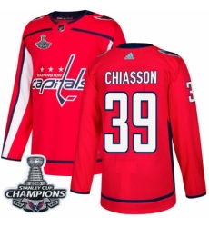 Youth Adidas Washington Capitals #39 Alex Chiasson Authentic Red Home 2018 Stanley Cup Final Champions NHL Jersey
