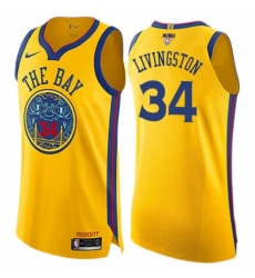 Women's Nike Golden State Warriors #34 Shaun Livingston Swingman Gold 2018 NBA Finals Bound NBA Jersey - City Edition