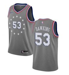 Youth Nike Philadelphia 76ers #53 Darryl Dawkins Swingman Gray NBA Jersey - City Edition