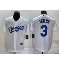 Men's Los Angeles Dodgers #3 Chris Taylor White Stitched MLB Cool Base Nike Jersey