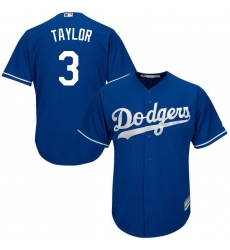 Youth Majestic Los Angeles Dodgers #3 Chris Taylor Authentic Royal Blue Alternate Cool Base MLB Jersey