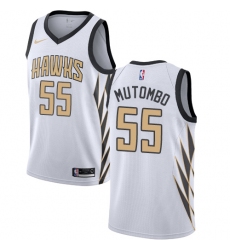Women's Nike Atlanta Hawks #55 Dikembe Mutombo Swingman White NBA Jersey - City Edition