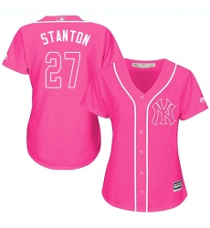 Women's Majestic New York Yankees #27 Giancarlo Stanton Authentic Pink Fashion Cool Base MLB Jersey