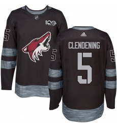 Men's Adidas Arizona Coyotes #5 Adam Clendening Authentic Black 1917-2017 100th Anniversary NHL Jersey