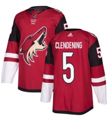 Men's Adidas Arizona Coyotes #5 Adam Clendening Premier Burgundy Red Home NHL Jersey